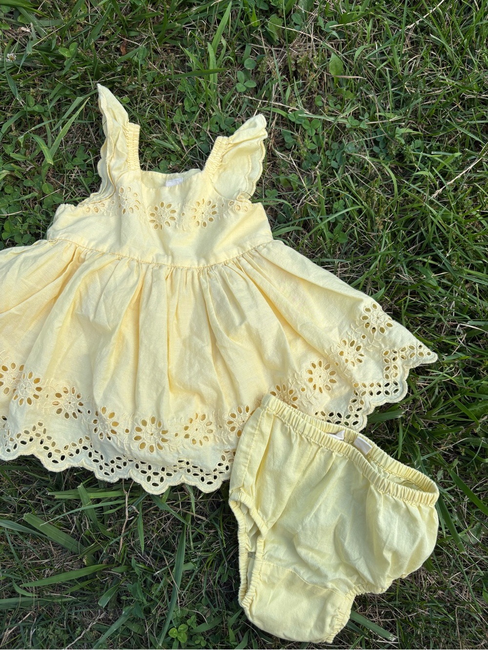 GAP Yellow Eyelet Dress and Bloomers Set